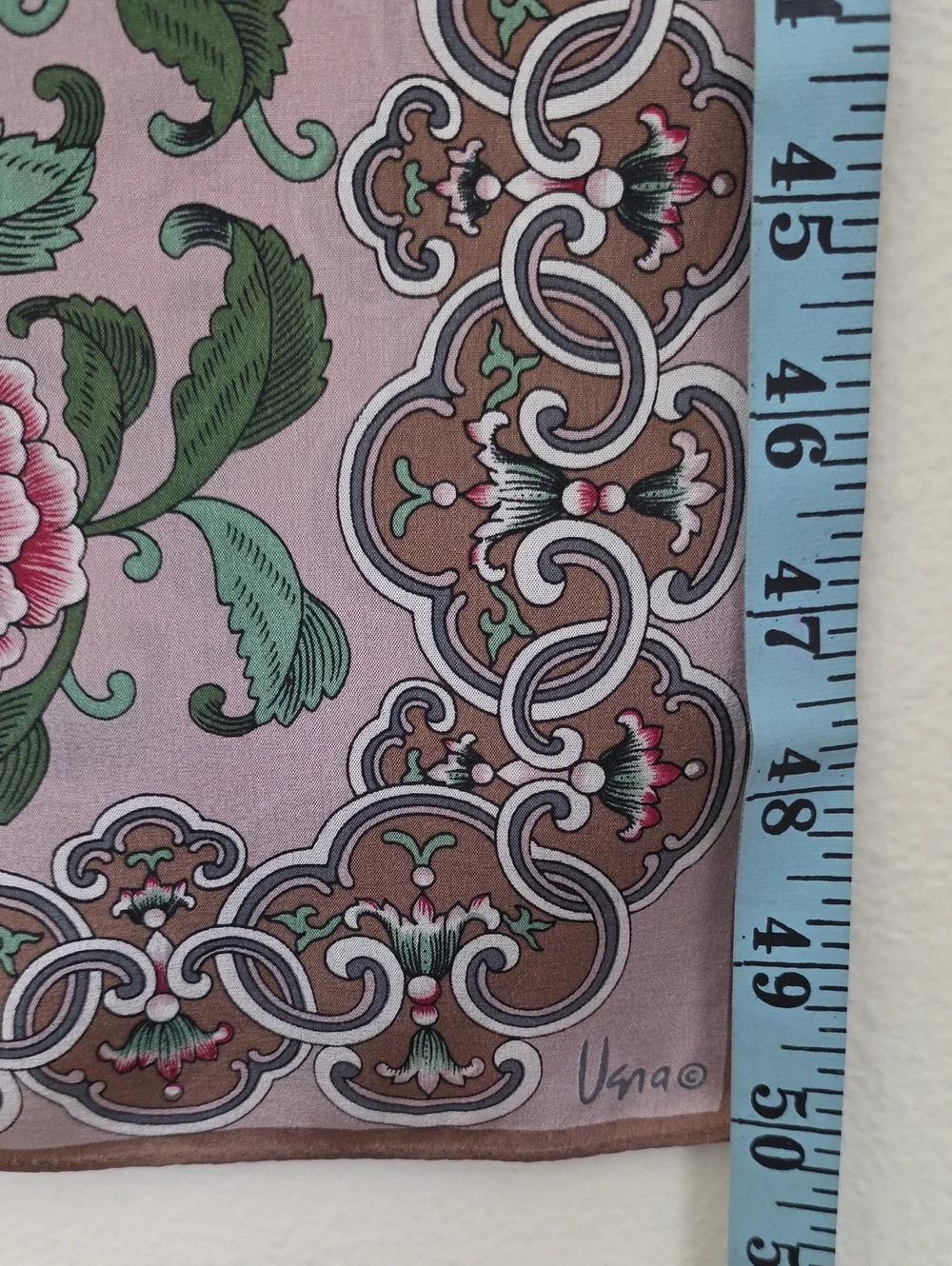 Vana Brown, Red, Green & Tan Floral Rectangular Scarf 50X 10.5